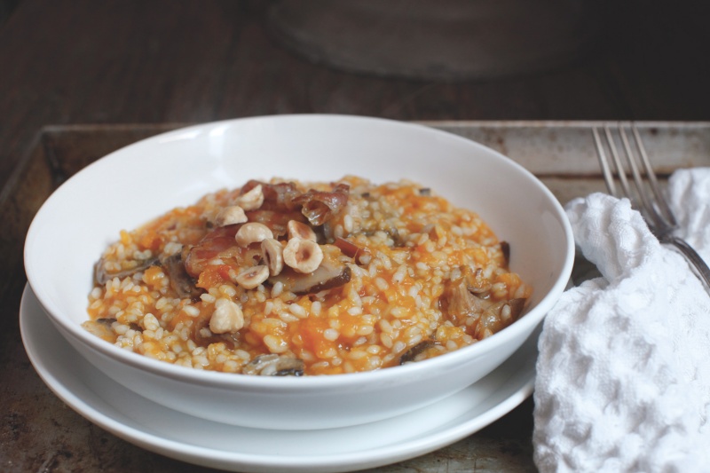 pici-e-castagne-risotto-zucca-nocciole-pancetta-e-funghi